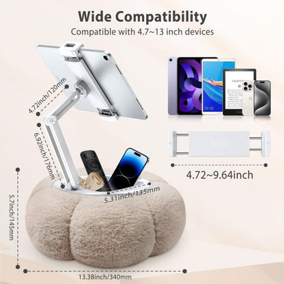 CreaDream Pumpkin Tablet Pillow Stand Holder for Kindle iPad, Adjustable Phone Pillow Stand for Lap Bed with Detachable Snack Bowl, Compatible with 4.7"-13" Tablet, iPad, iPhone, Samsung Tabs, Kindle