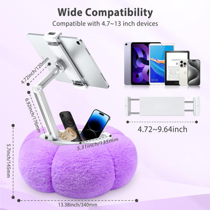 CreaDream Pumpkin Tablet Pillow Stand Holder for Kindle iPad, Adjustable Phone Pillow Stand for Lap Bed with Detachable Snack Bowl, Compatible with 4.7"-13" Tablet, iPad, iPhone, Samsung Tabs, Kindle