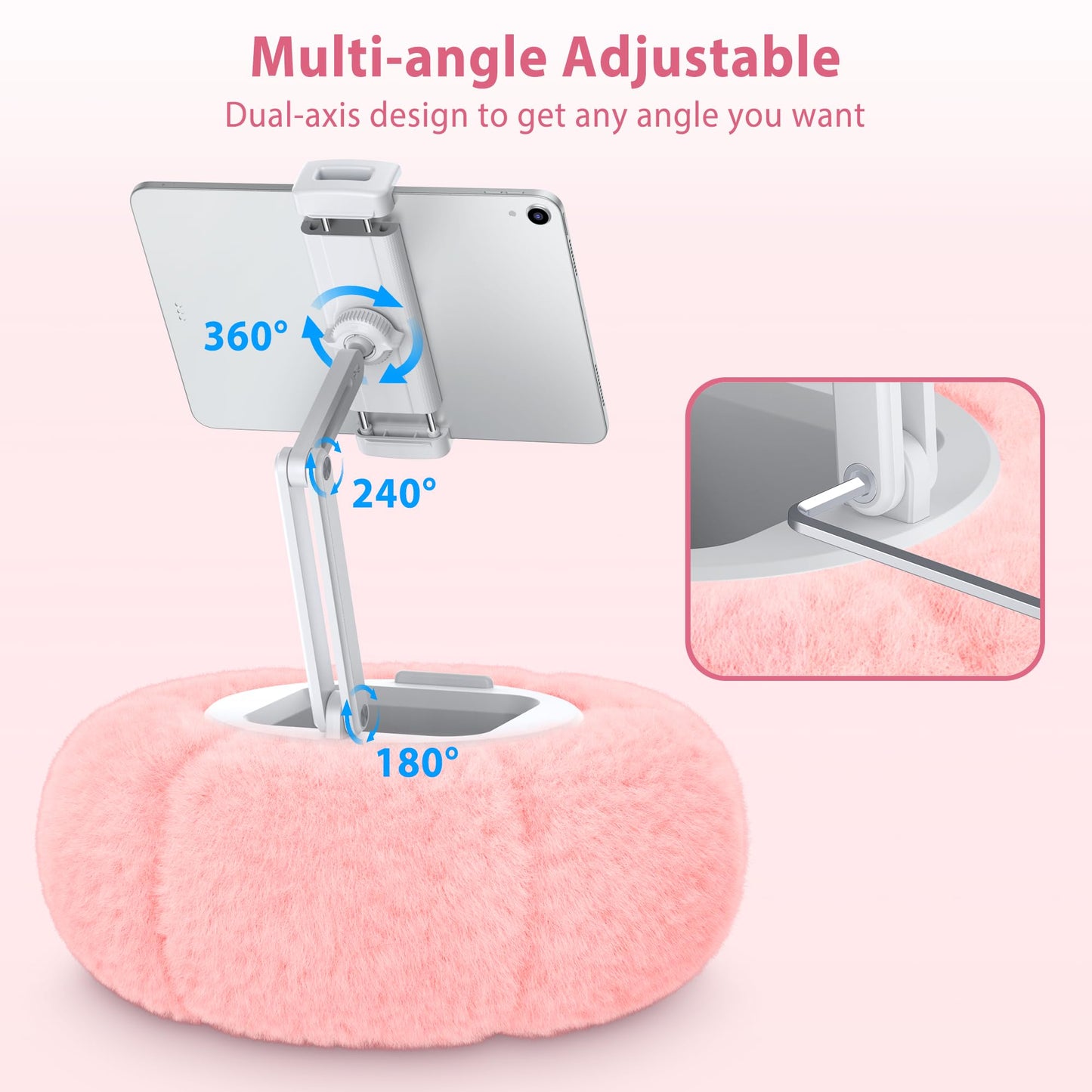 CreaDream Pumpkin Tablet Pillow Stand Holder for Kindle iPad, Adjustable Phone Pillow Stand for Lap Bed with Detachable Snack Bowl, Compatible with 4.7"-13" Tablet, iPad, iPhone, Samsung Tabs, Kindle