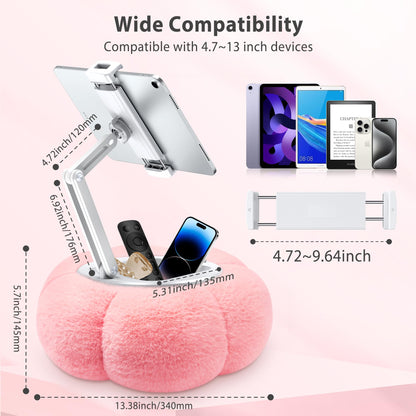 CreaDream Pumpkin Tablet Pillow Stand Holder for Kindle iPad, Adjustable Phone Pillow Stand for Lap Bed with Detachable Snack Bowl, Compatible with 4.7"-13" Tablet, iPad, iPhone, Samsung Tabs, Kindle