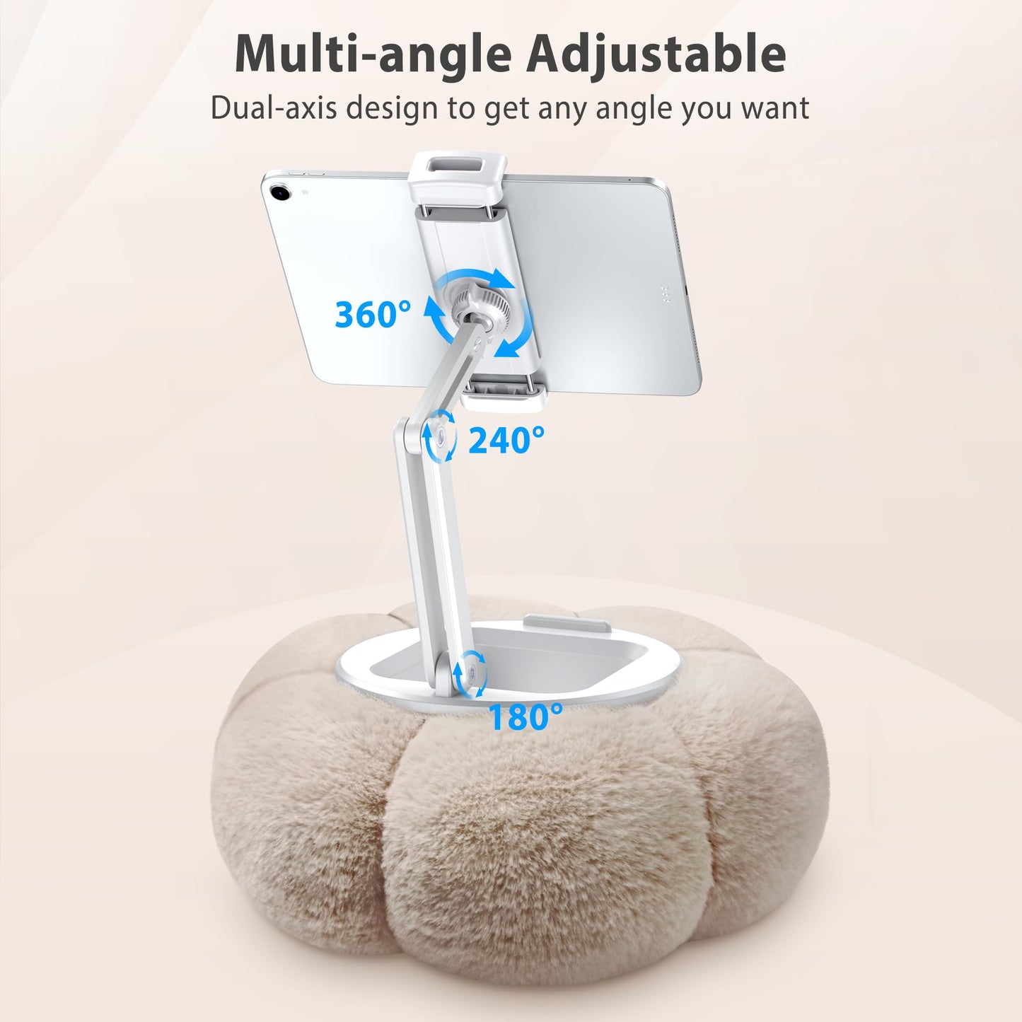 CreaDream Pumpkin Tablet Pillow Stand Holder for Kindle iPad, Adjustable Phone Pillow Stand for Lap Bed with Detachable Snack Bowl, Compatible with 4.7"-13" Tablet, iPad, iPhone, Samsung Tabs, Kindle