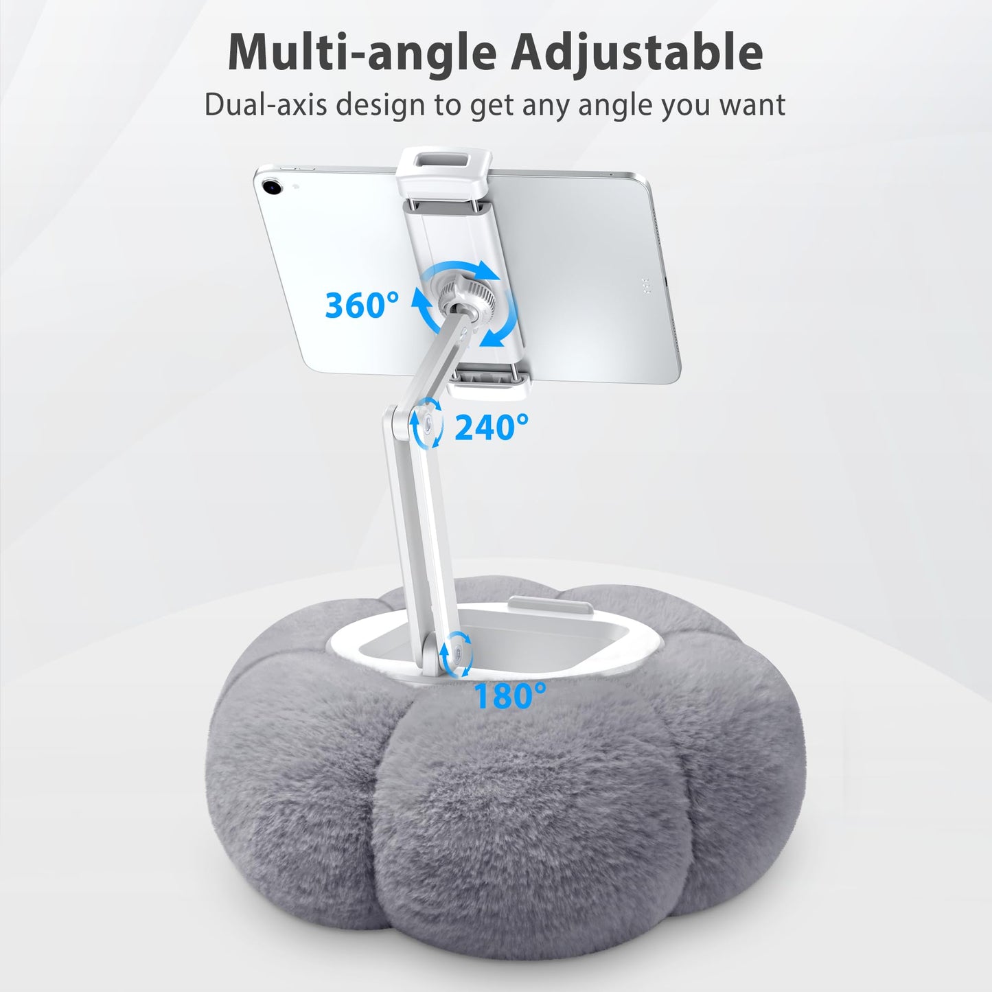 CreaDream Pumpkin Tablet Pillow Stand Holder for Kindle iPad, Adjustable Phone Pillow Stand for Lap Bed with Detachable Snack Bowl, Compatible with 4.7"-13" Tablet, iPad, iPhone, Samsung Tabs, Kindle