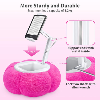 CreaDream Pumpkin Tablet Pillow Stand Holder for Kindle iPad, Adjustable Phone Pillow Stand for Lap Bed with Detachable Snack Bowl, Compatible with 4.7"-13" Tablet, iPad, iPhone, Samsung Tabs, Kindle