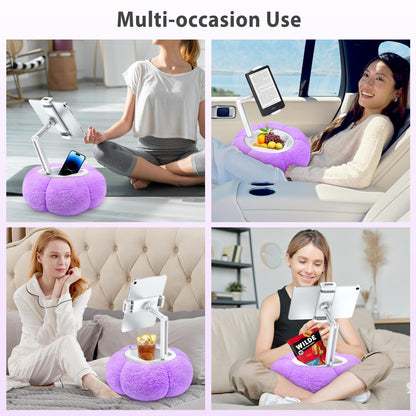 CreaDream Pumpkin Tablet Pillow Stand Holder for Kindle iPad, Adjustable Phone Pillow Stand for Lap Bed with Detachable Snack Bowl, Compatible with 4.7"-13" Tablet, iPad, iPhone, Samsung Tabs, Kindle