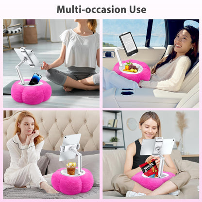CreaDream Pumpkin Tablet Pillow Stand Holder for Kindle iPad, Adjustable Phone Pillow Stand for Lap Bed with Detachable Snack Bowl, Compatible with 4.7"-13" Tablet, iPad, iPhone, Samsung Tabs, Kindle