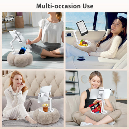 CreaDream Pumpkin Tablet Pillow Stand Holder for Kindle iPad, Adjustable Phone Pillow Stand for Lap Bed with Detachable Snack Bowl, Compatible with 4.7"-13" Tablet, iPad, iPhone, Samsung Tabs, Kindle