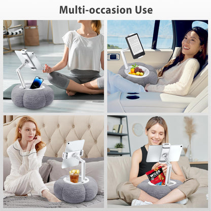 CreaDream Pumpkin Tablet Pillow Stand Holder for Kindle iPad, Adjustable Phone Pillow Stand for Lap Bed with Detachable Snack Bowl, Compatible with 4.7"-13" Tablet, iPad, iPhone, Samsung Tabs, Kindle