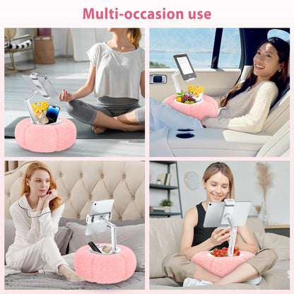 CreaDream Pumpkin Tablet Pillow Stand Holder for Kindle iPad, Adjustable Phone Pillow Stand for Lap Bed with Detachable Snack Bowl, Compatible with 4.7"-13" Tablet, iPad, iPhone, Samsung Tabs, Kindle